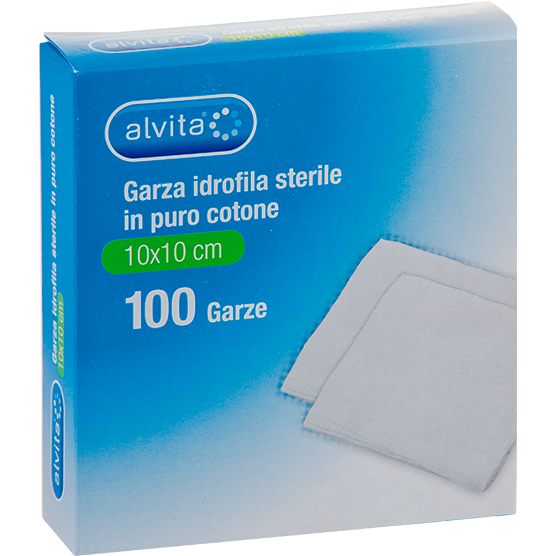 Garza idrofila sterile in puro cotone 10 x 10cm (100 pz) Compresse garza idrofila sterile in puro cotone (100pz)