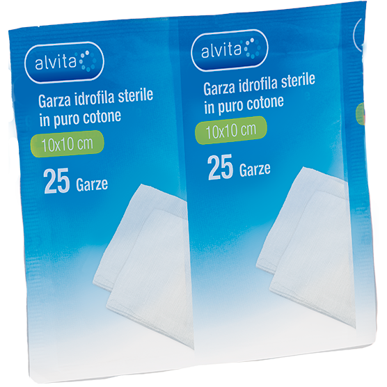 Garza idrofila sterile in puro cotone 10 x 10cm (25 pz) Compresse garza idrofila sterile in puro cotone (25pz)