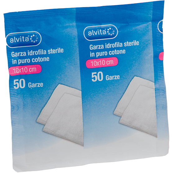 Garza idrofila sterile in puro cotone 10 x 10cm (50 pz) Compresse garza idrofila sterile in puro cotone (50pz)